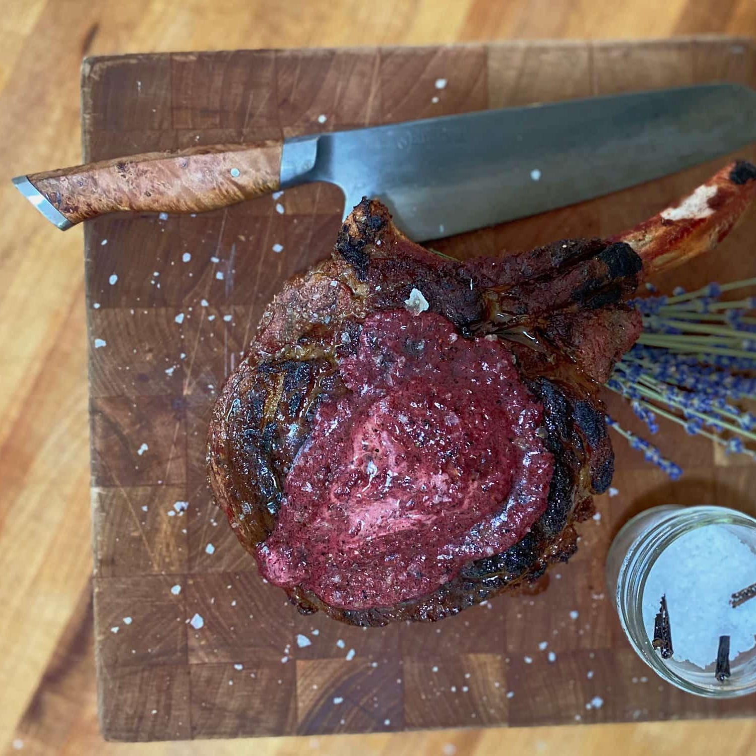 Tomahawk Steak with Roasted Cranberry Compound Butter