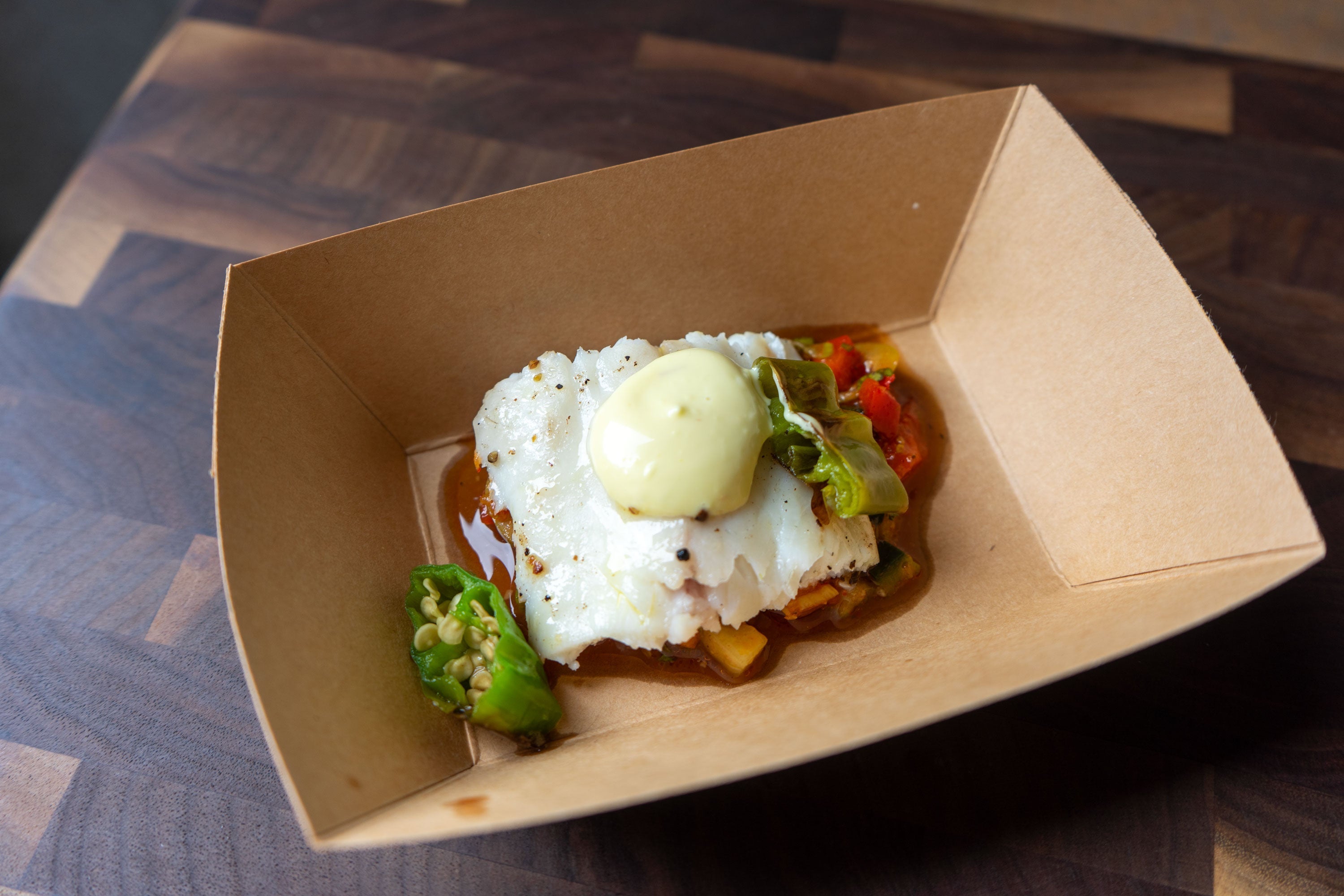 Grilled Butterflied Branzino with Pipirrana & Saffron Aioli