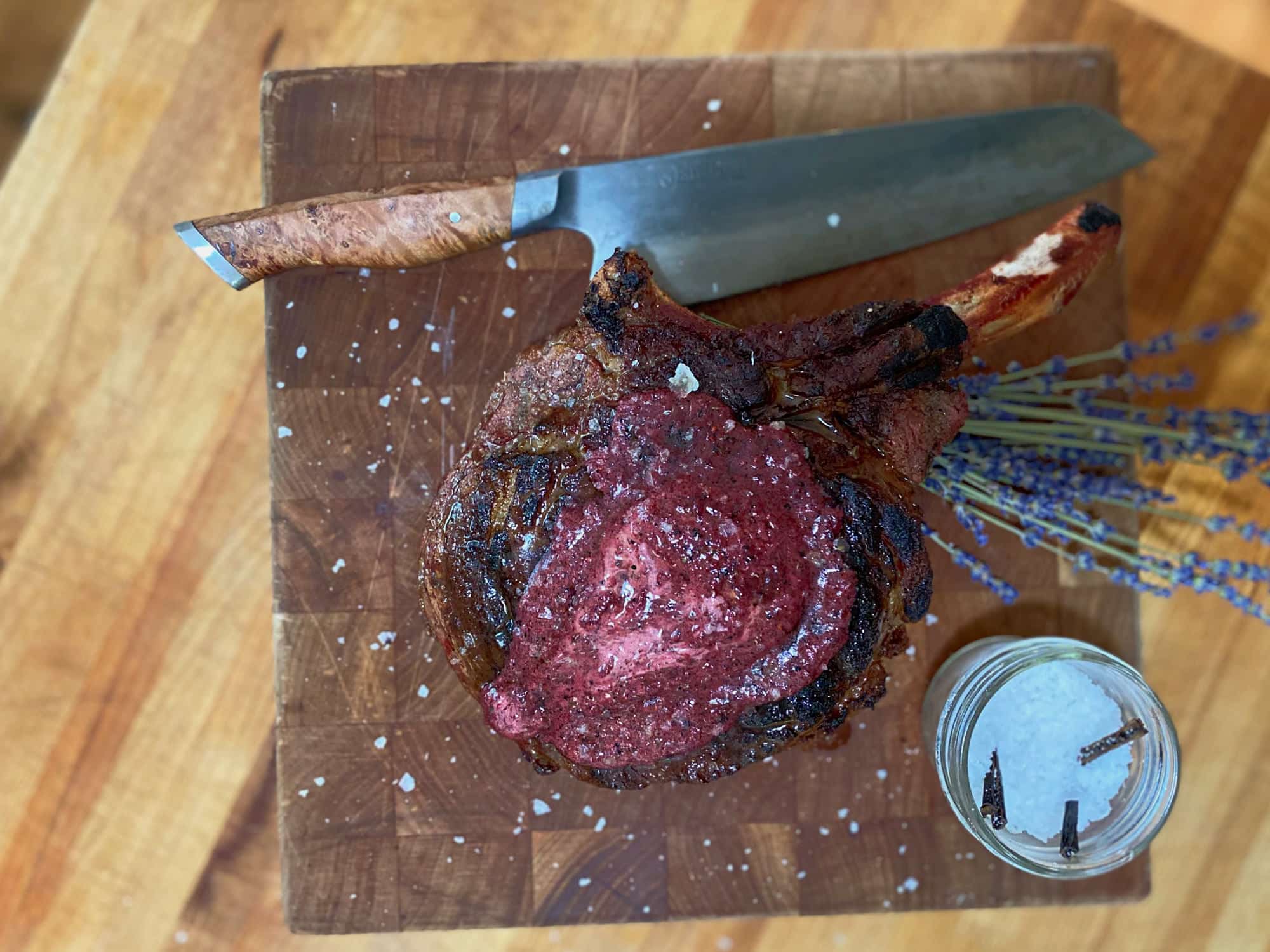 Tomahawk Steak with Roasted Cranberry Compound Butter